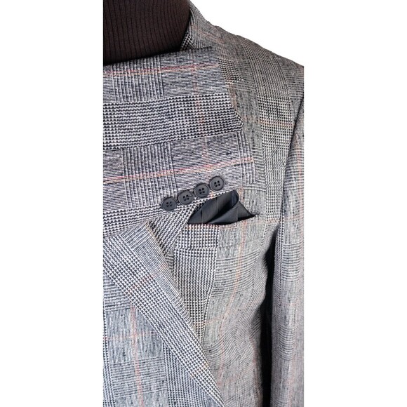 VTG Stanley Blacker Sport Coat Jacket Blazer Plaid Gray Two Button Sz 46R EUC - Picture 6 of 13